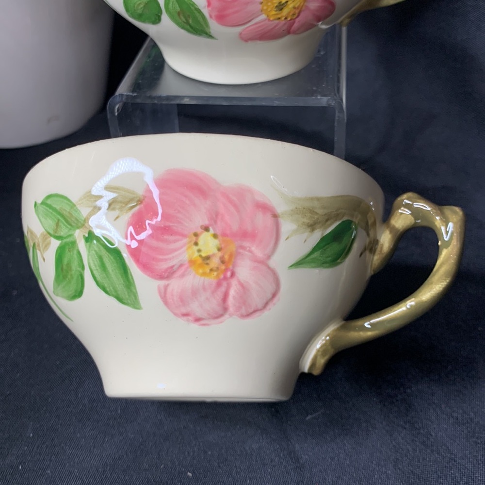 Set of 4 vintage 1958-60 Franciscan Dessert Rose cups and saucers - Picture 3 of 13